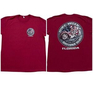 2024 Daytona Beach Bike Week T-Shirt Red Size XL 83rd Annual Motorcycle Event